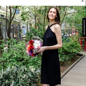 Ciara Sun Woo Black Grecian Style Midi Shift Dress Size Large